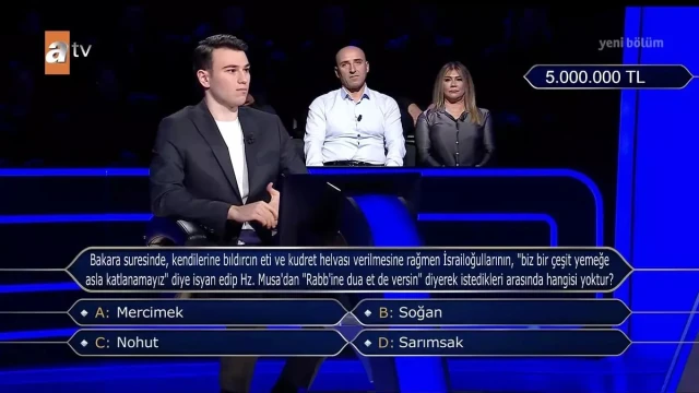 5 Milyonluk Soru İçin Milyoner'de Büyük Heyecan! Türkiye Ekran Başına Kilitlendi