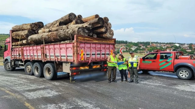 Bursa İnegöl’de orman ürünü taşıyan kamyonlara denetim